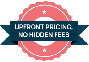 upfront pricing, no hidden fees seal